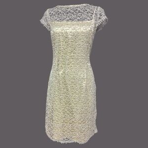 Cachet Cream silver Lace Mini Dress Size 14